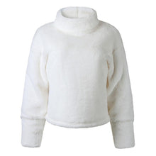 Load image into Gallery viewer, Casual Long Sleeve Turtleneck White Soft Plush Pullover Tops