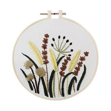 Load image into Gallery viewer, DIY Embroidery Starter Kit With European Pattern and Instructions Cross Stitch Set Flowers Plant Stamped Embroidery Kits With Hoops