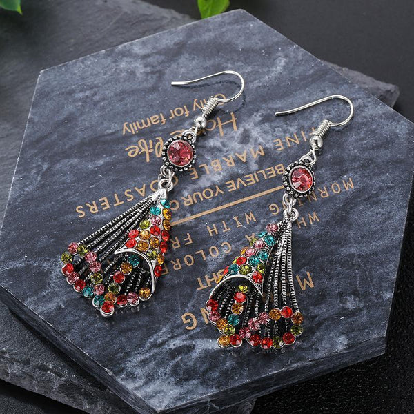 National Wind Restoring Ancient Ways Alloy Set Auger Hollow Out Fashion Ladies Earrings Jewelry