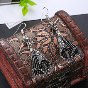 National Wind Restoring Ancient Ways Alloy Set Auger Hollow Out Fashion Ladies Earrings Jewelry
