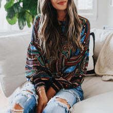 Load image into Gallery viewer, Female T-shirt  Women Casual Printing O-Neck Long Sleeves Pullover T-shirt Tops Autumn lantern Sleeve Streetwear