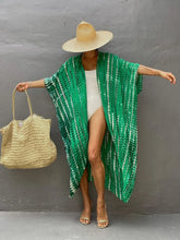 Load image into Gallery viewer, Fitshinling Summer Vintage Kimono Swimwear Halo Dyeing Beach Cover Up With Sashes Oversized Long Cardigan Holiday Sexy Covers