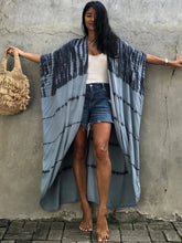 Load image into Gallery viewer, Fitshinling Summer Vintage Kimono Swimwear Halo Dyeing Beach Cover Up With Sashes Oversized Long Cardigan Holiday Sexy Covers