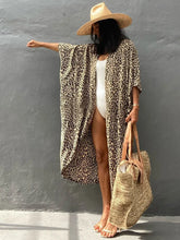 Load image into Gallery viewer, Fitshinling Summer Vintage Kimono Swimwear Halo Dyeing Beach Cover Up With Sashes Oversized Long Cardigan Holiday Sexy Covers
