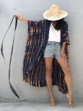Load image into Gallery viewer, Fitshinling Summer Vintage Kimono Swimwear Halo Dyeing Beach Cover Up With Sashes Oversized Long Cardigan Holiday Sexy Covers