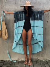 Load image into Gallery viewer, Fitshinling Summer Vintage Kimono Swimwear Halo Dyeing Beach Cover Up With Sashes Oversized Long Cardigan Holiday Sexy Covers