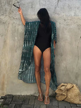 Load image into Gallery viewer, Fitshinling Summer Vintage Kimono Swimwear Halo Dyeing Beach Cover Up With Sashes Oversized Long Cardigan Holiday Sexy Covers