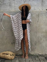 Load image into Gallery viewer, Fitshinling Summer Vintage Kimono Swimwear Halo Dyeing Beach Cover Up With Sashes Oversized Long Cardigan Holiday Sexy Covers