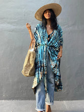 Load image into Gallery viewer, Fitshinling Summer Vintage Kimono Swimwear Halo Dyeing Beach Cover Up With Sashes Oversized Long Cardigan Holiday Sexy Covers