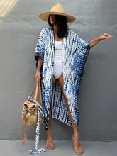 Load image into Gallery viewer, Fitshinling Summer Vintage Kimono Swimwear Halo Dyeing Beach Cover Up With Sashes Oversized Long Cardigan Holiday Sexy Covers