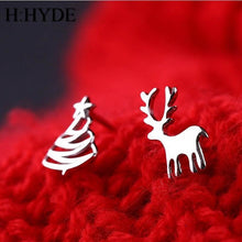 Load image into Gallery viewer, Cute Deer Christmas Tree Sliver Color Stud Earrings