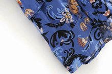 Load image into Gallery viewer, print frill dress women tiers V-neck long sleeve dress autumn  new boho dress