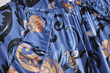 Load image into Gallery viewer, print frill dress women tiers V-neck long sleeve dress autumn  new boho dress