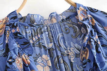 Load image into Gallery viewer, print frill dress women tiers V-neck long sleeve dress autumn  new boho dress