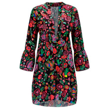 Load image into Gallery viewer, Women&#39;s Dresses Plus Size Loose Print Long Sleeve V-Collar Button Mini Dress