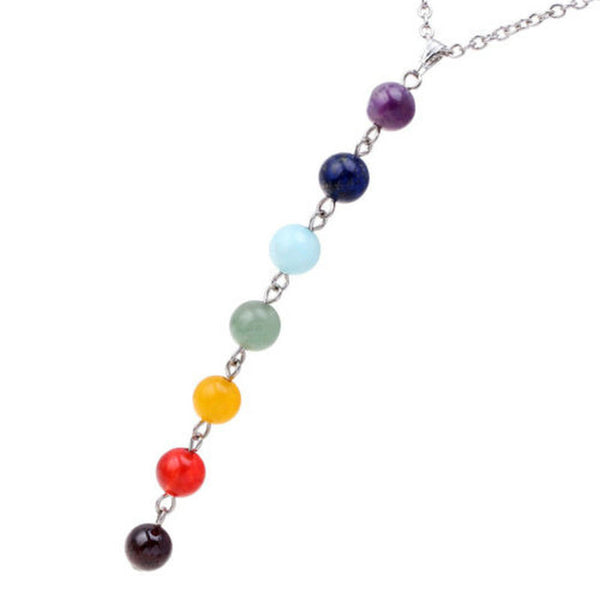 7 Chakra Gem Stone Beads Pendant Necklace Women Yoga Reiki Healing Balancing Maxi Chakra Necklaces Bijoux Femme Jewelry