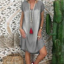 Load image into Gallery viewer, Women Short Sleeve V Neck Denim Jean Dress