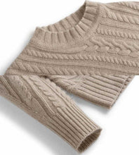 Load image into Gallery viewer, Knitted Sweater Women Long-Sleeves Pullover Loose Twist Thickening Ladies Top Solid Color Round Neck Pull Oversize Femme