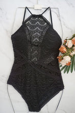 Load image into Gallery viewer, Black Mesh Lace Crochet One Piece Swimsuit Retro Women Bodysuit Female Monokini Vintage Swimwear Sexy Beach Wear Big XXL Bikini