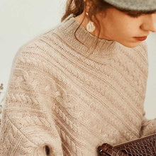 Load image into Gallery viewer, Knitted Sweater Women Long-Sleeves Pullover Loose Twist Thickening Ladies Top Solid Color Round Neck Pull Oversize Femme
