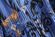 Load image into Gallery viewer, print frill dress women tiers V-neck long sleeve dress autumn  new boho dress