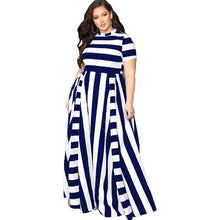Load image into Gallery viewer, Hot Selling WOMEN&#39;S Dress Loose-Fit Crew Neck Horizontal And Vertical Stripes Large Size Dress