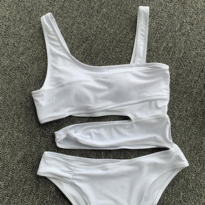 Sexy Cross Bandage One Piece Hollow Out Swimsuit