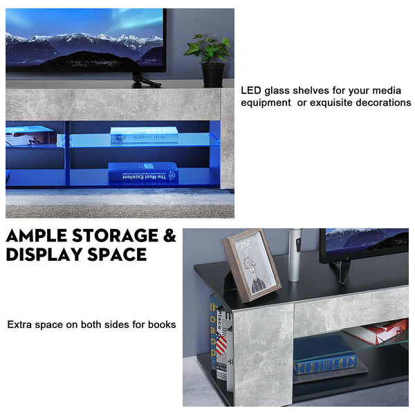 Modern RGB LED TV Stands With 2 Side Cabinet Storage Organizer Home Living Room Furniture Light Luxury TV Tables TV Unit Bracket