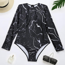 Load image into Gallery viewer, Print Floral One Piece Swimsuit Long Sleeve Swimwear Bathing Suit Retro Swimsuit Vintage One-piece Surfing Swimsuits