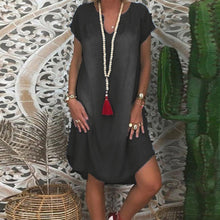 Load image into Gallery viewer, Women Short Sleeve V Neck Denim Jean Dress