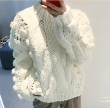 Load image into Gallery viewer, Women&#39;s Sweaters Hollow Out Loose Knitted Lantern Sleeve O-Neck Solid   Female Autumn Warm Ladies Pullovers