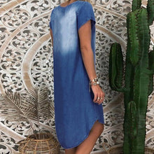 Load image into Gallery viewer, Women Short Sleeve V Neck Denim Jean Dress