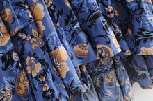 Load image into Gallery viewer, print frill dress women tiers V-neck long sleeve dress autumn  new boho dress