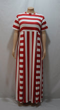 Load image into Gallery viewer, Hot Selling WOMEN&#39;S Dress Loose-Fit Crew Neck Horizontal And Vertical Stripes Large Size Dress