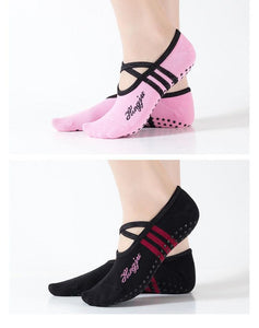 Yoga Socks Women Round Head Backless Cotton Non-Slip Bandage Sports Socks Ventilation Pilates Ballet Socks Dance Sock Slippers
