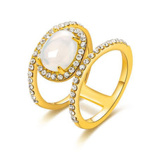 Load image into Gallery viewer, Simple Diamond Beach  Natural Moonstone Hollow Ring
