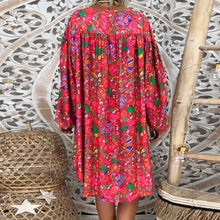 Load image into Gallery viewer, Women&#39;s Summer Boho Vintage Floral Print Deep V Neck Beach Mini Dresses