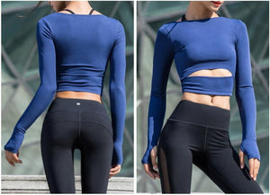 Yoga Shirts Women Ombre Cropped Seamless Long Sleeve Top Crop Top Women Workout Shirts for Women Sports Tops Gym Women