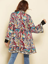 Load image into Gallery viewer, Ethnic Floral Spring Long Sleeve Side Split Casual Outerwear Retro Long Cardigan Jacket