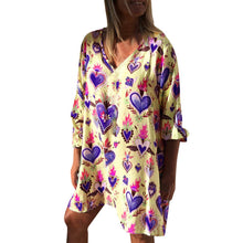 Load image into Gallery viewer, New Womens Casual Print V-Neck Short Sleeve Mini Dress