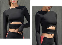Load image into Gallery viewer, Yoga Shirts Women Ombre Cropped Seamless Long Sleeve Top Crop Top Women Workout Shirts for Women Sports Tops Gym Women