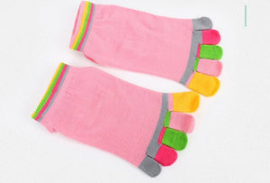 Women Sports Colorful Yoga Socks Hot Fitness And Pilates Cotton Socks Rainbow Workout Anti Slip Toe Socks Breathable Purple