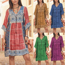 Load image into Gallery viewer, Women Summer Dress Boho Style Floral Print Chiffon Beach Mini Dress