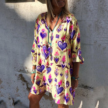Load image into Gallery viewer, New Womens Casual Print V-Neck Short Sleeve Mini Dress