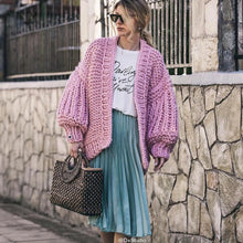 Load image into Gallery viewer, Women&#39;s Fashion Cardigans Thick Hand Knitted V-neck Open Stitch Sweaters Loose Oversized Sweater Winter Chic Boho Outerwear