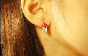 Christmas Earrings Inlaid with Zircon Christmas Party Santa Claus Studs