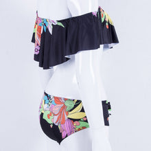 Load image into Gallery viewer, Off Shoulder Flower Swimwear Women Swimsuit Ruffles Bikini Set