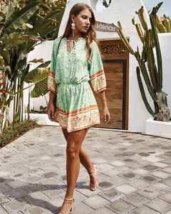 Women's Floral Summer New Fashion V-neck Casual Jumpsuit