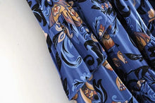 Load image into Gallery viewer, print frill dress women tiers V-neck long sleeve dress autumn  new boho dress