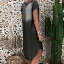 Load image into Gallery viewer, Women Short Sleeve V Neck Denim Jean Dress